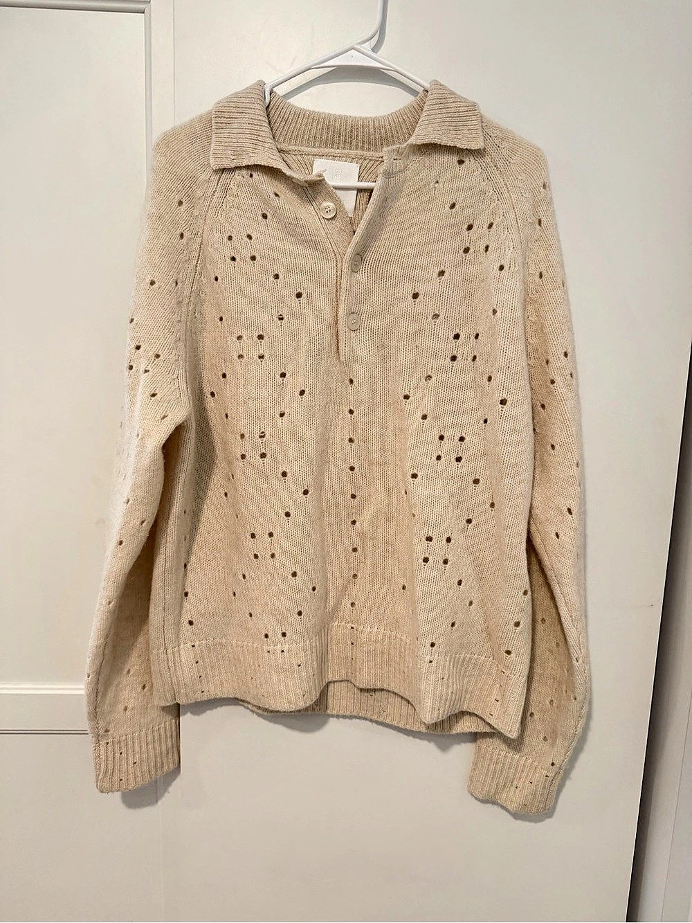 Givenchy Long-Sleeved Polo Sweater in Wool and Cashmere Beige Size Size